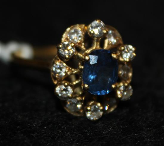 Gold diamond & sapphire ring(-)